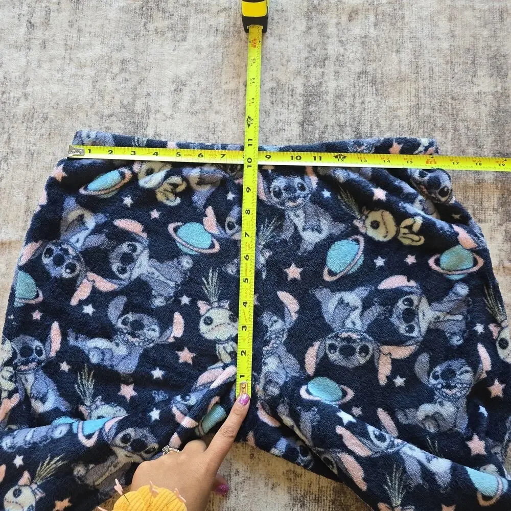 Disney Stitch Sleepwear Pants Women Medium Blue Space Soft Fleece Lounge Comfort - Picture 5 of 9